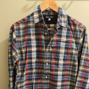 Mens ALEX MILL XS Casual Plaid Long Sleeve Shirt